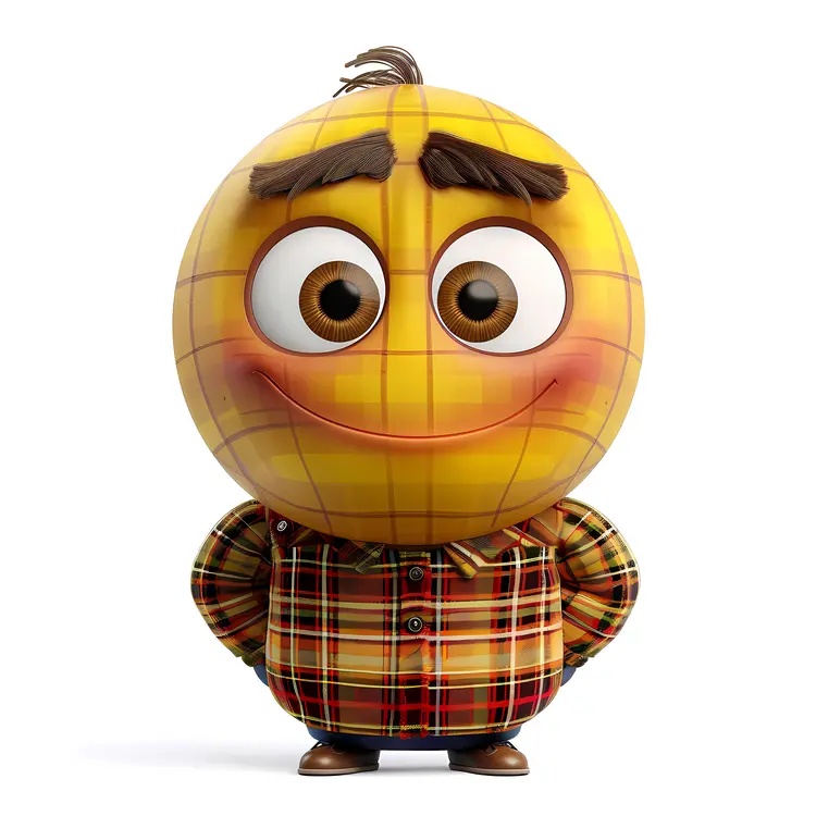 Smiling Yellow Emoji in Plaid Shirt