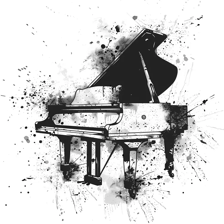 Artistic Black and White Piano Illustration