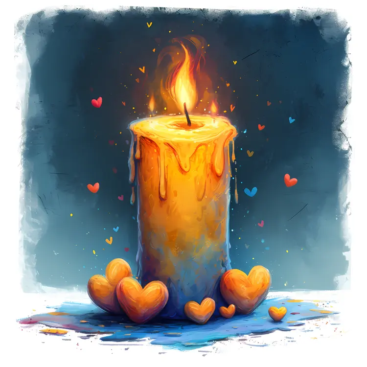 Heart Decorated Candle