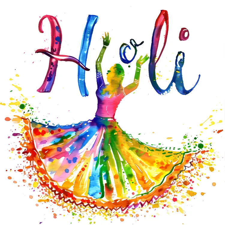 Colorful dancer celebrating Holi festival