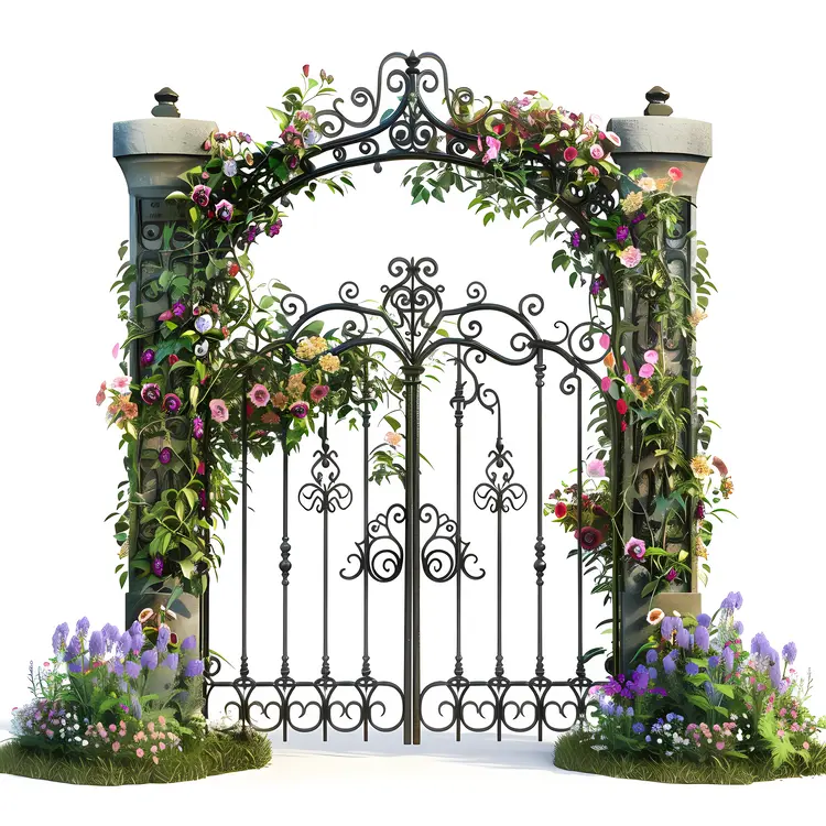 Delicate Floral Gate with Purple Flowers