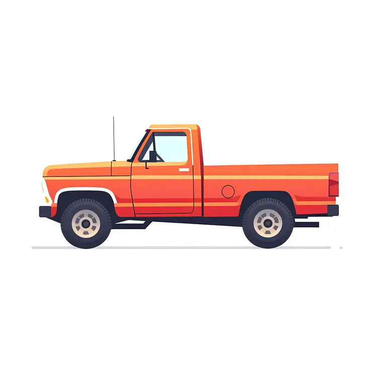Orange Pickup Truck Illustration