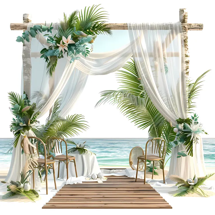 Beach Wedding Arch with Tropical Flowers