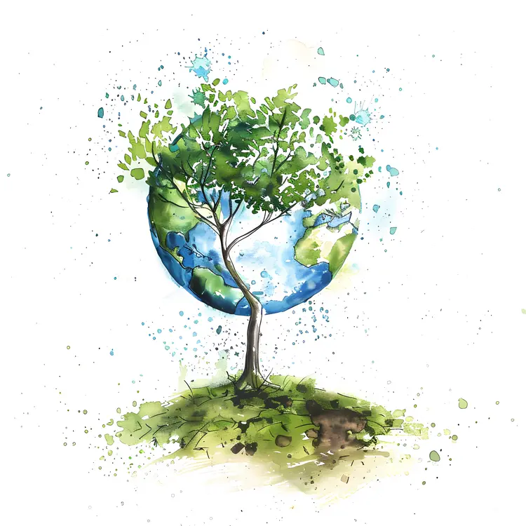 Earth with Tree Illustration