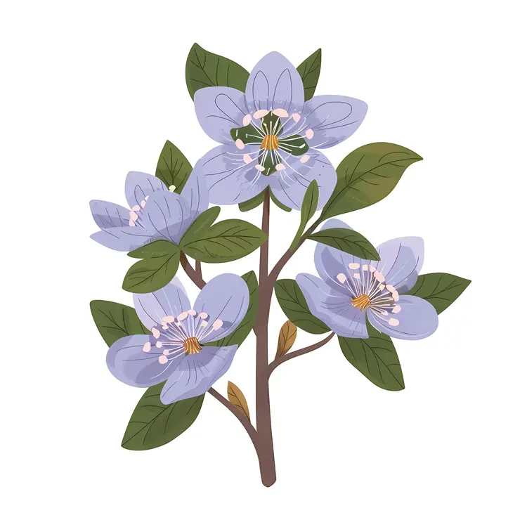 Beautiful Purple Flowers with Green Leaves
