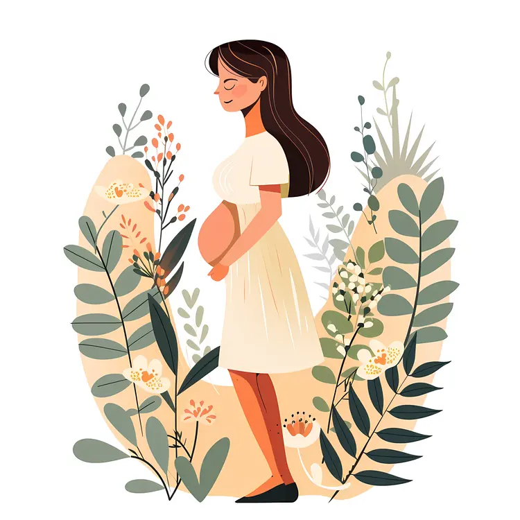 Expecting Mother in Floral Surroundings