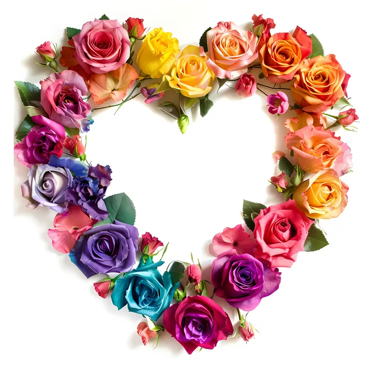 Heart Made of Colorful Roses