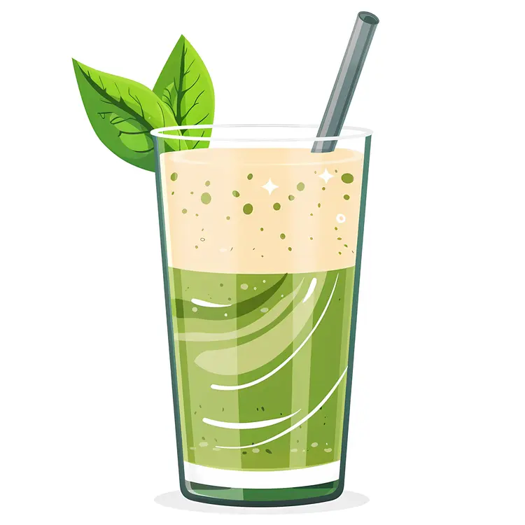 Refreshing Green Drink with Straw