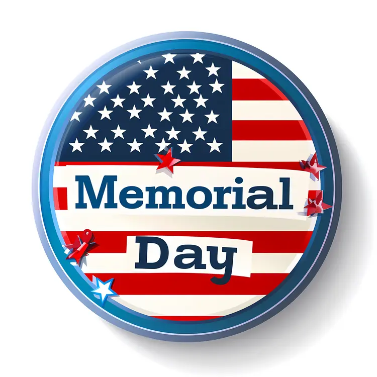 Memorial Day Badge with American Flag