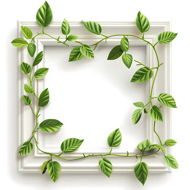 Green Leaves on Square Frame