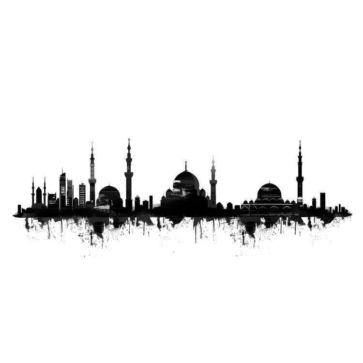 Black and White Cityscape Silhouette