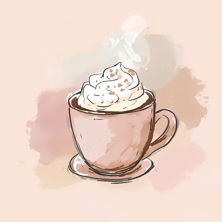 Illustrated Pink Cup with Whipped Cream