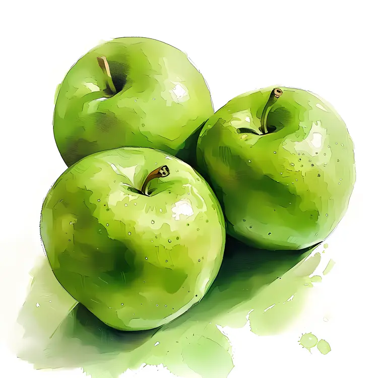 Three fresh green apples