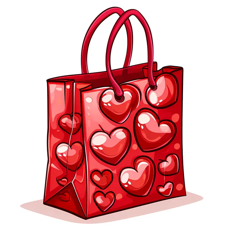 Glossy Heart Gift Bag for Valentine's Day