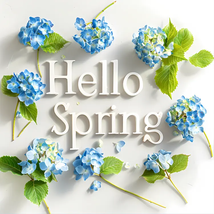 Hello Spring with Blue Flowers