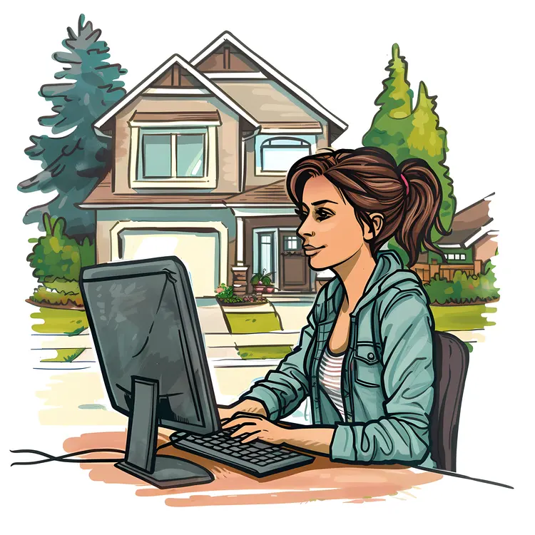 Person Working from Home in Garden