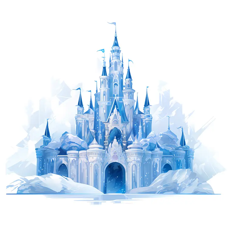 Elegant Ice Castle in a Snowy Kingdom