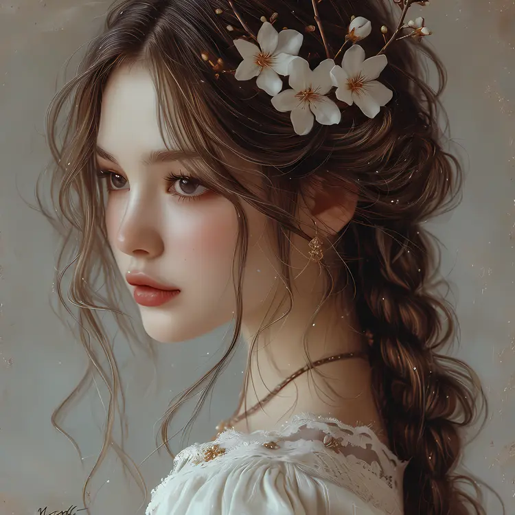 Elegant Girl with Floral Hair Accessories