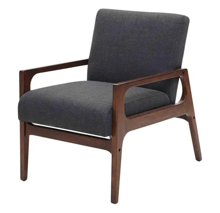Gray Armchair with Wooden Frame