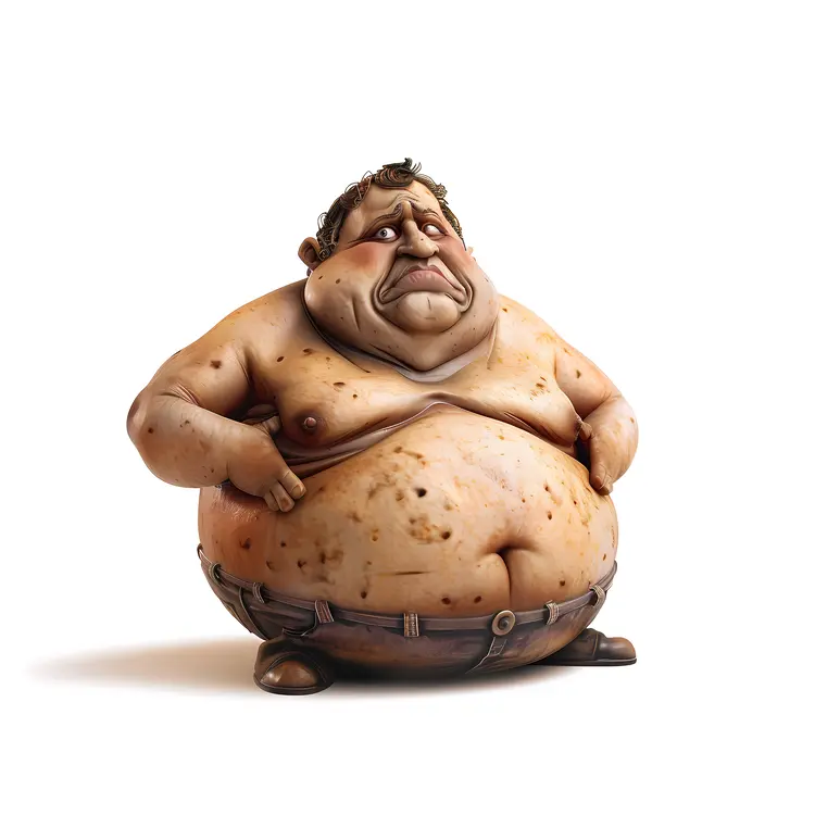 Humorous Cartoon Overweight Man