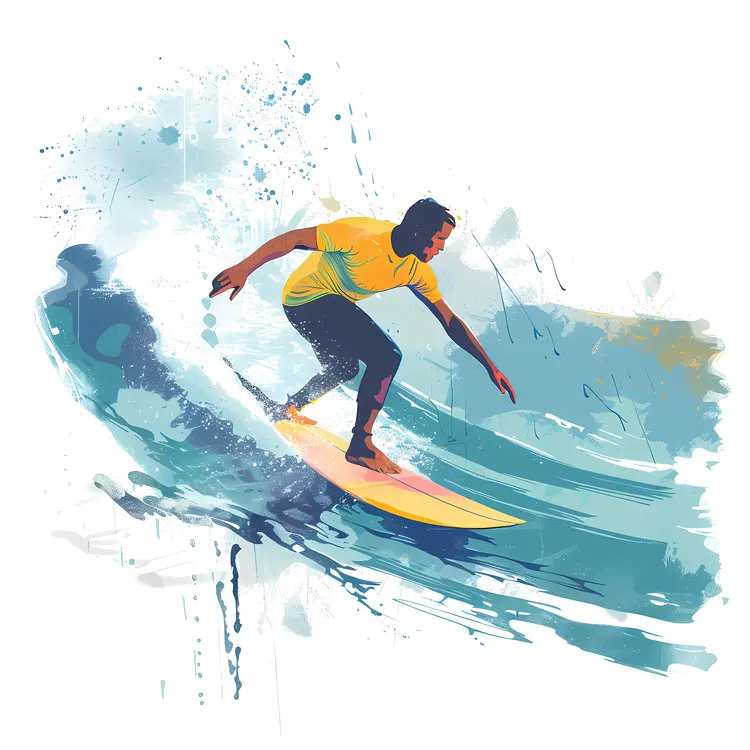 Surfer Riding a Wave