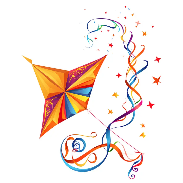 Diamond-shaped Kite with Ribbon Tail