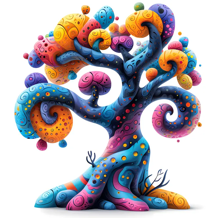 Whimsical Curly Tree Illustration