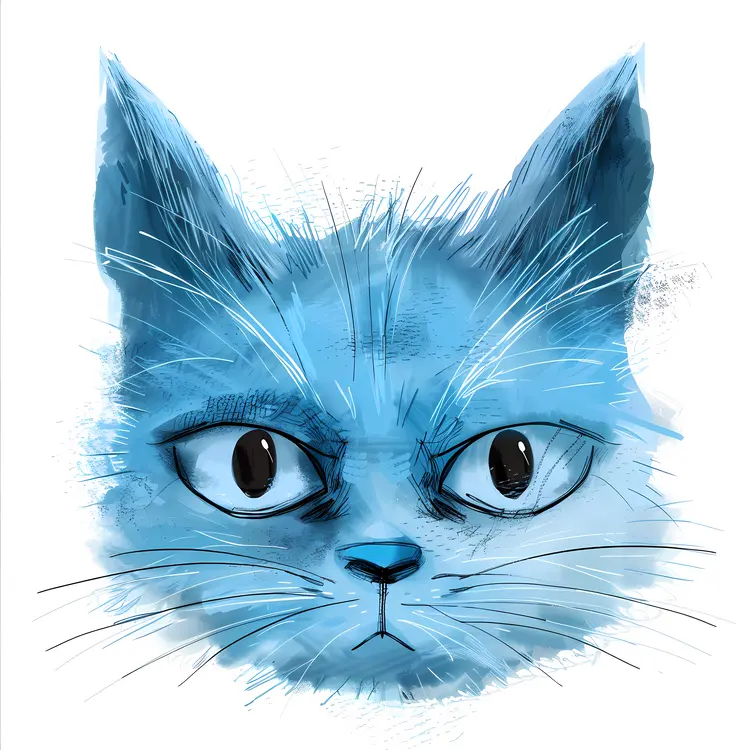 Grumpy Blue Cartoon Cat