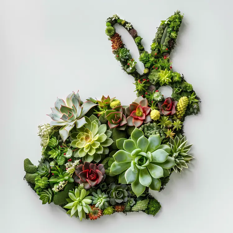 Succulent Rabbit Silhouette with Greenery