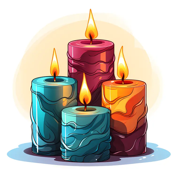 Colorful Candles in a Group