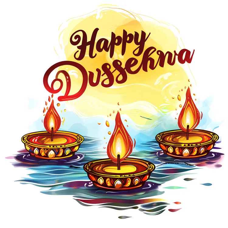 Happy Dussehra with Floating Diyas
