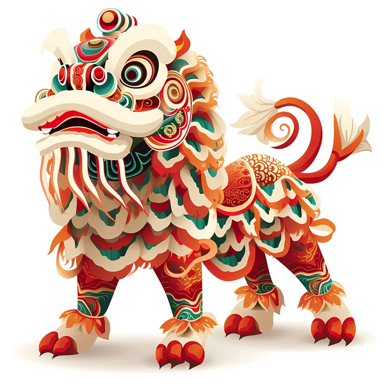 Colorful Lion Dance Costume for Chinese New Year