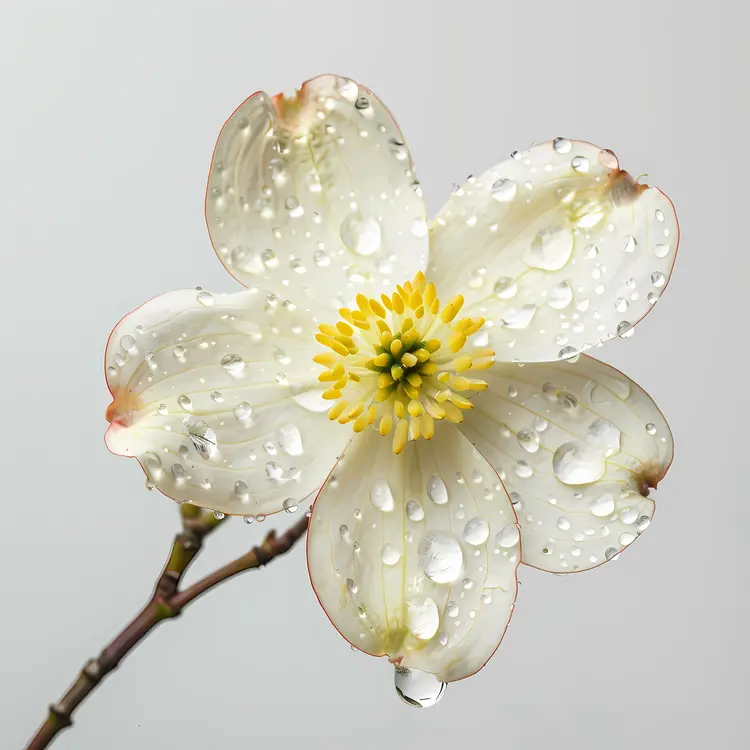 White Flower with Water Droplets