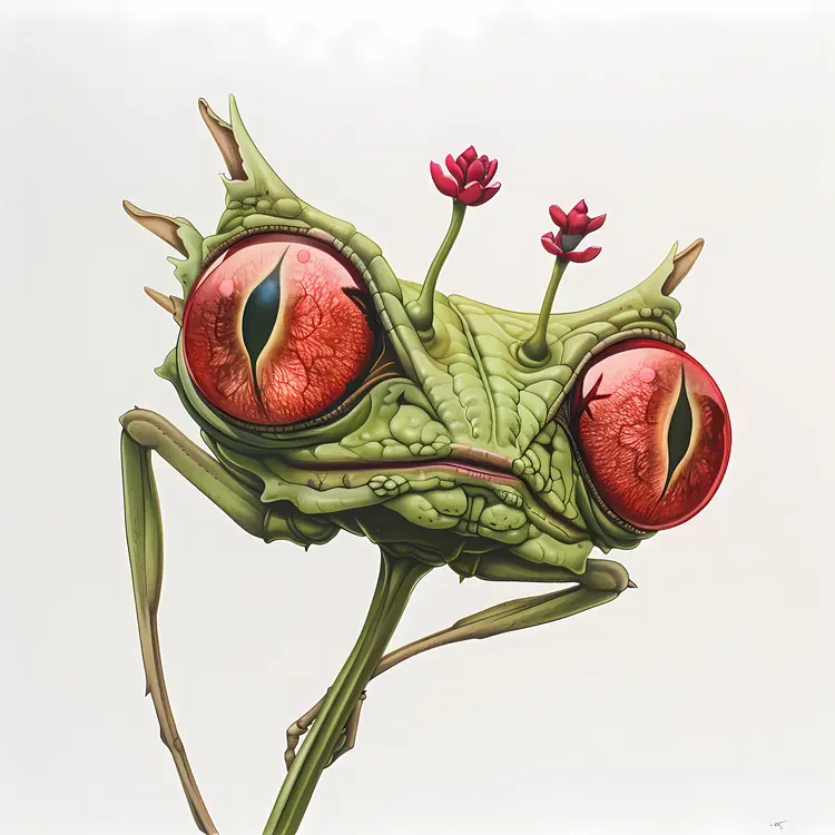 Green Alien with Red Eyes