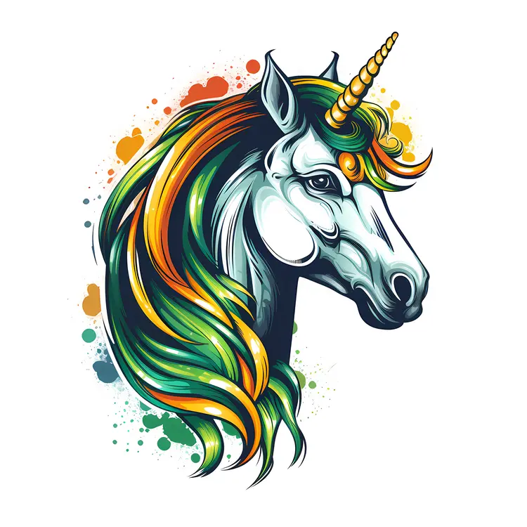 Vibrant Colorful Unicorn with Green Mane