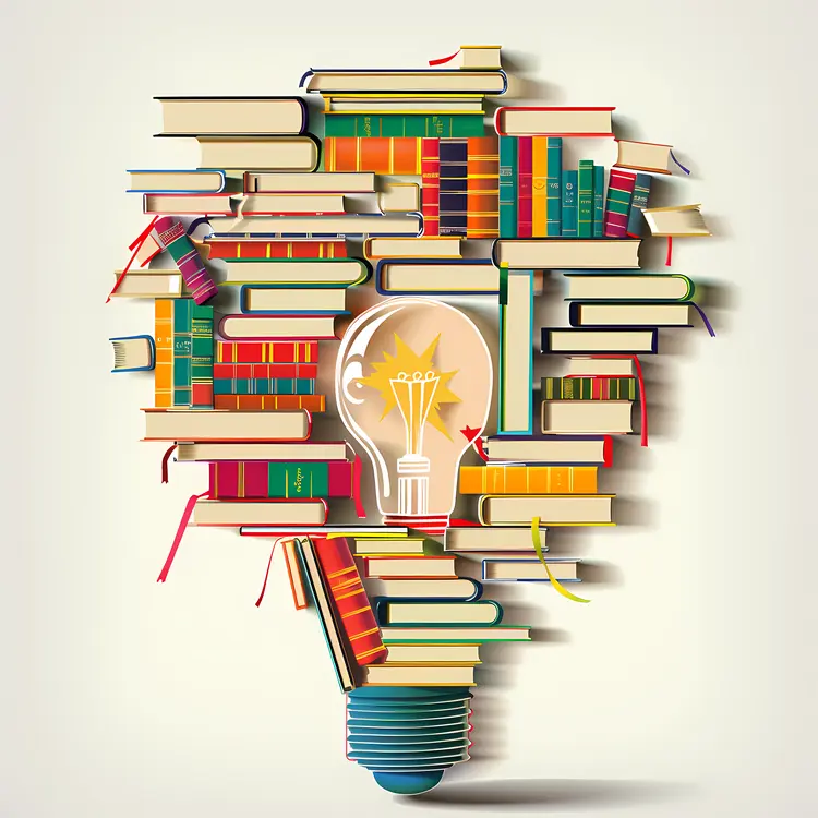 Books Forming a Lightbulb Shape
