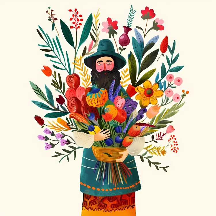 Man Holding Colorful Flowers