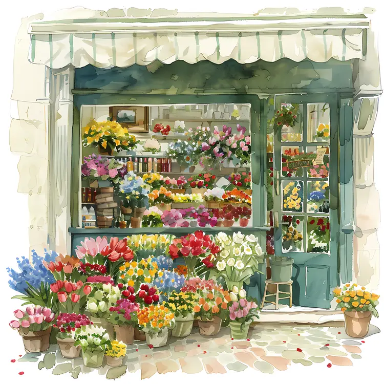 Cozy Flower Shop with Vibrant Display