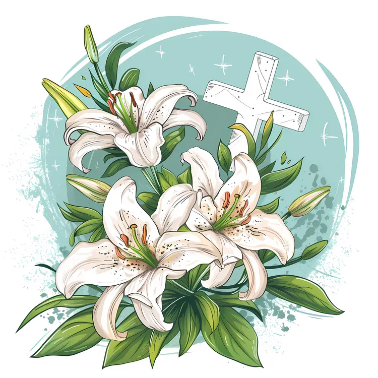 White Lilies and Cross for Easter