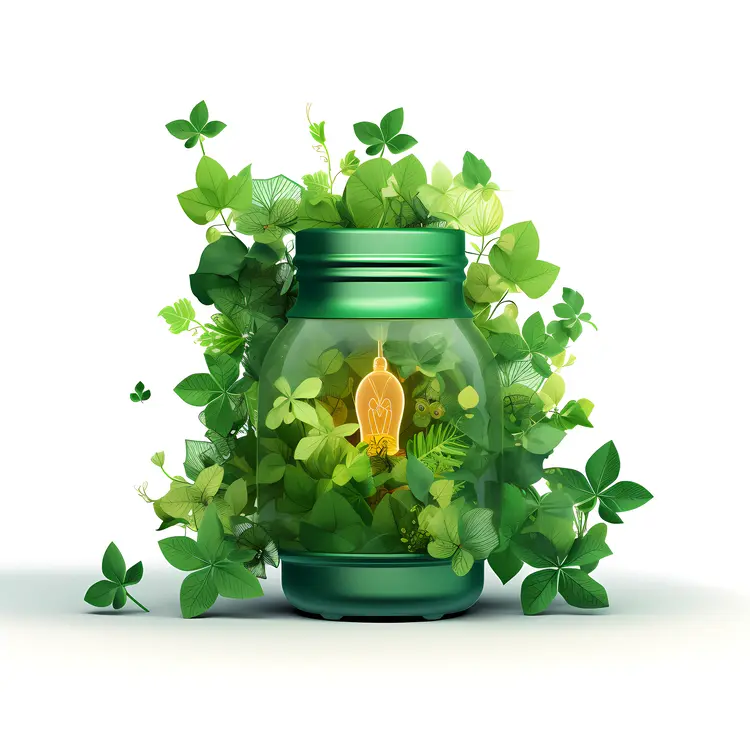 Green Jar with Clover Decoration