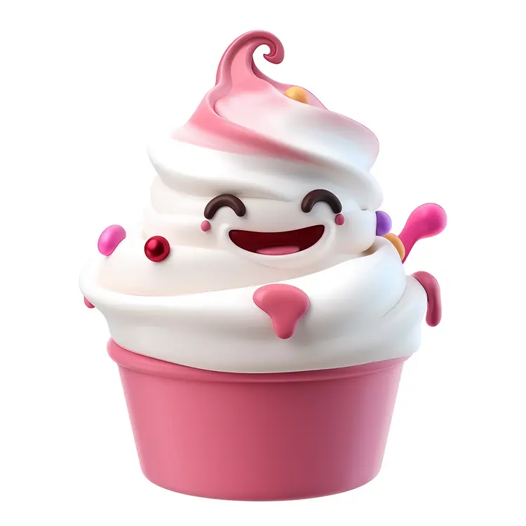 Happy Ice Cream with Pink Frosting