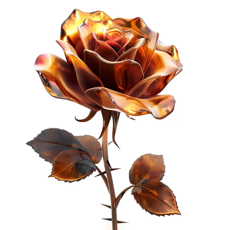 Single Black Rose with Dark Leaves