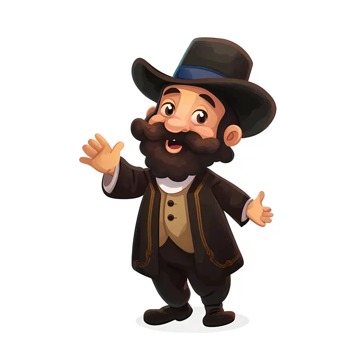 Cartoon Man with Hat and Beard