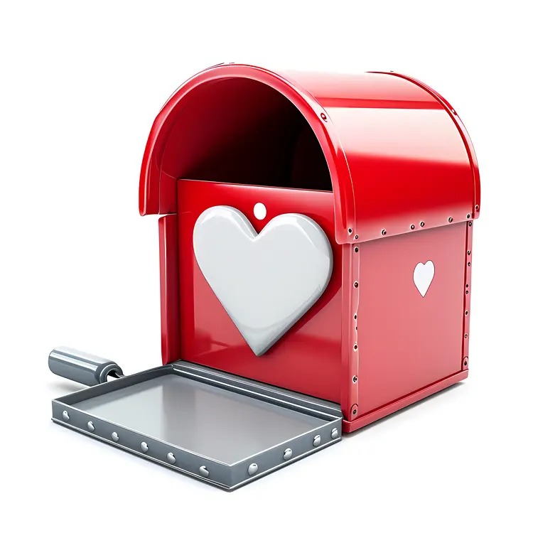 Red Mailbox with White Heart for Valentine's Day