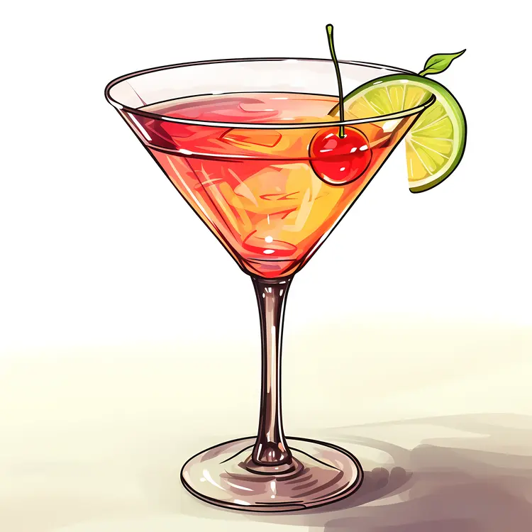 Refreshing Cocktail with Cherry and Lime