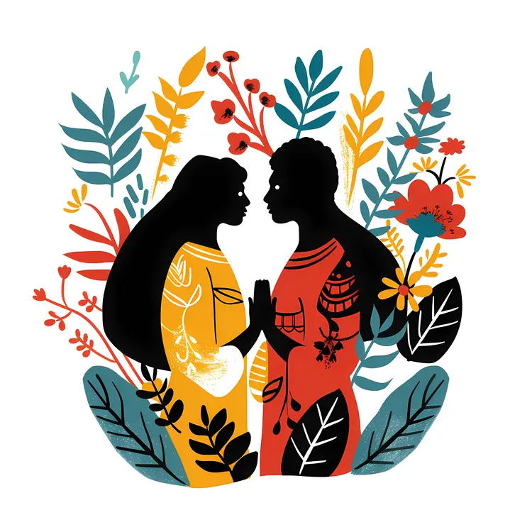 Romantic Couple Silhouette Illustration