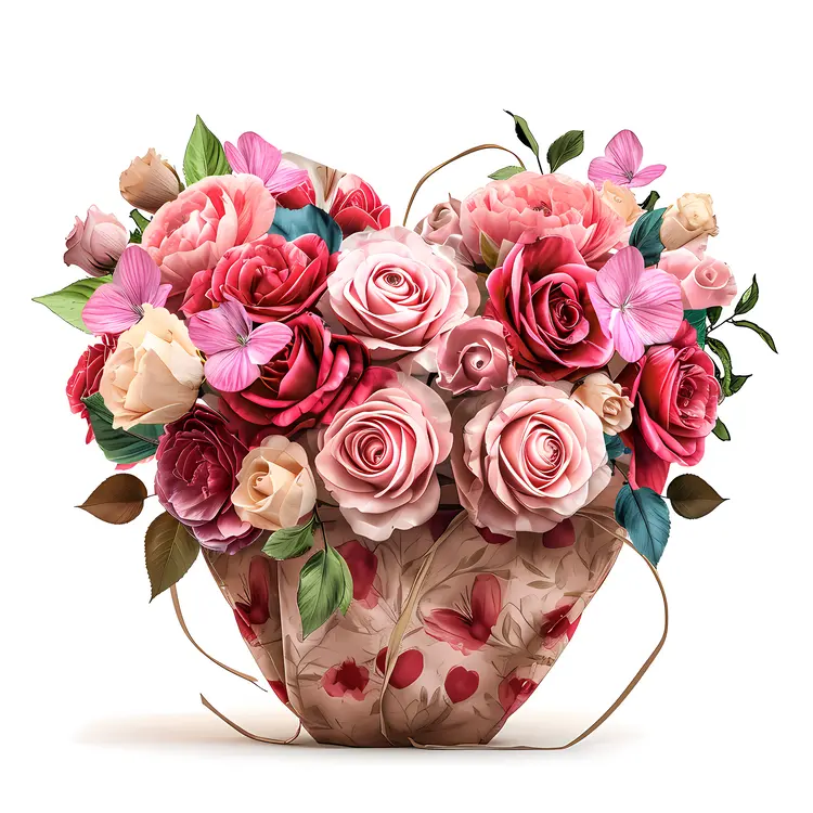 Heart-shaped Flower Arrangement with Pink Roses