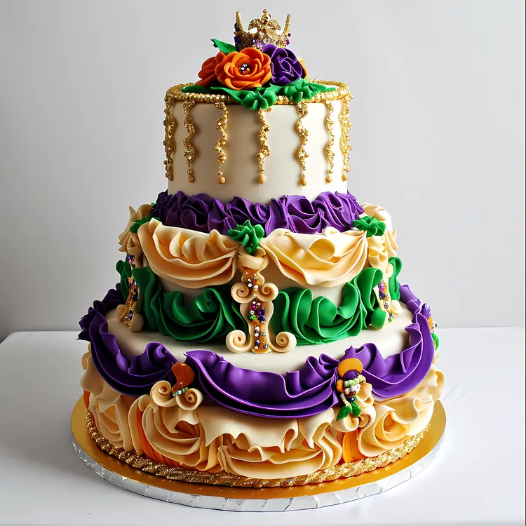 Colorful Mardi Gras Cake with Crown