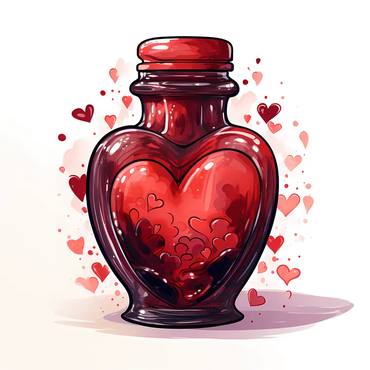 Heart-Shaped Bottle with Hearts