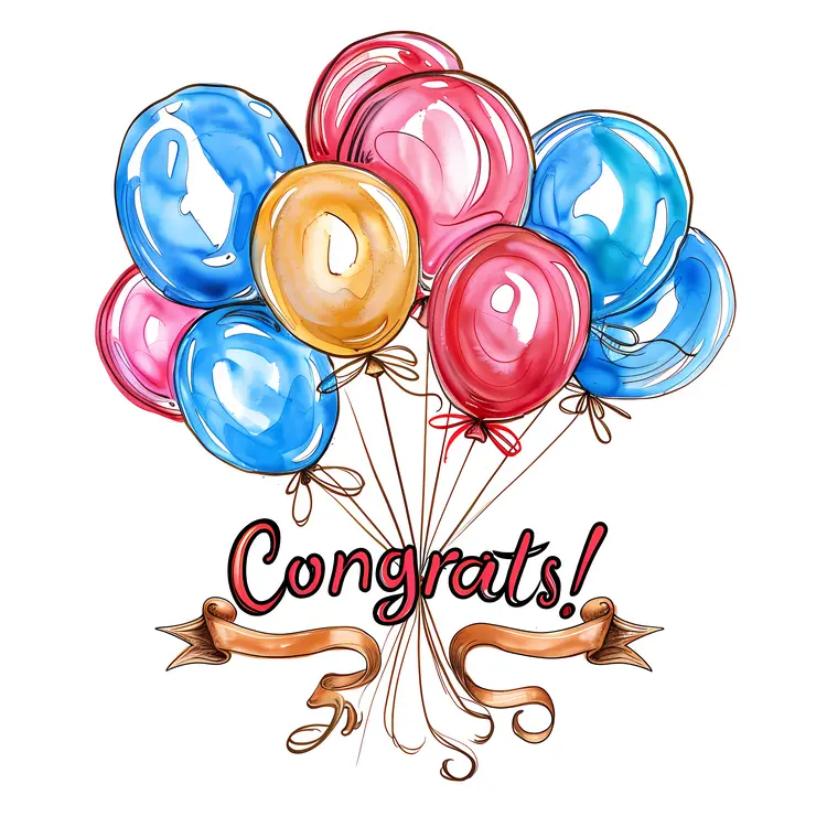 Congrats Sign with Balloons